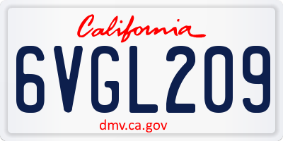 CA license plate 6VGL209