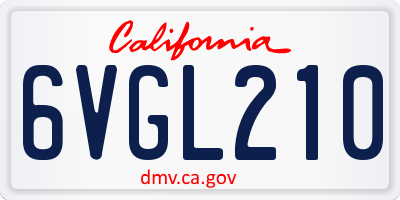 CA license plate 6VGL210