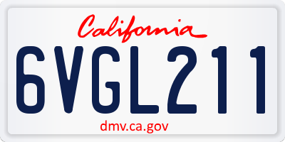 CA license plate 6VGL211