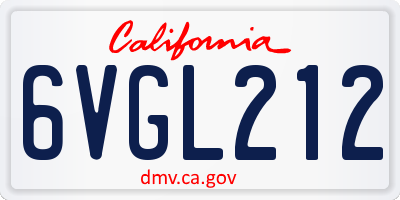 CA license plate 6VGL212