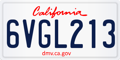 CA license plate 6VGL213