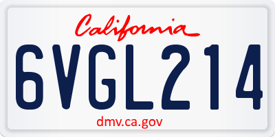 CA license plate 6VGL214