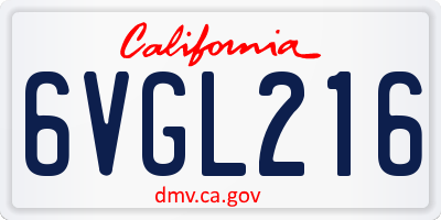 CA license plate 6VGL216
