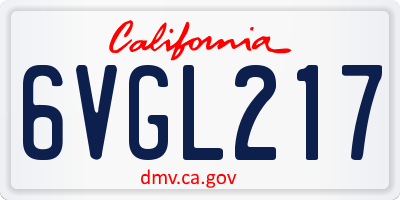 CA license plate 6VGL217