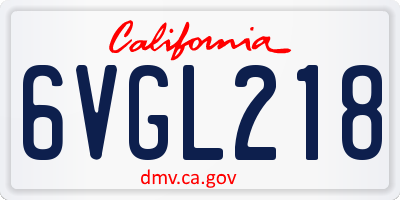CA license plate 6VGL218