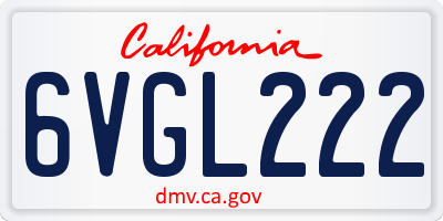 CA license plate 6VGL222
