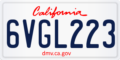 CA license plate 6VGL223