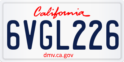 CA license plate 6VGL226