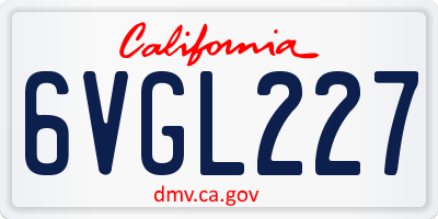 CA license plate 6VGL227