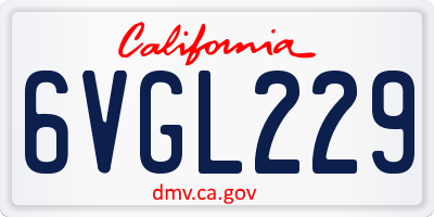 CA license plate 6VGL229
