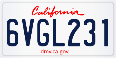 CA license plate 6VGL231