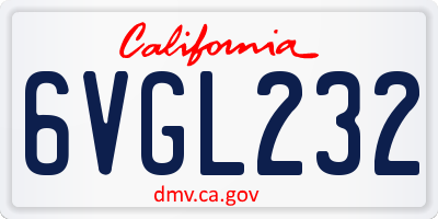 CA license plate 6VGL232