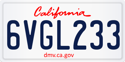 CA license plate 6VGL233