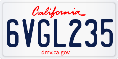 CA license plate 6VGL235
