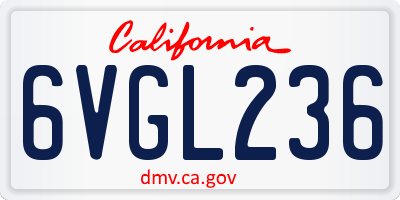CA license plate 6VGL236