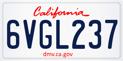 CA license plate 6VGL237
