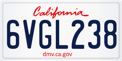 CA license plate 6VGL238