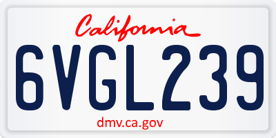 CA license plate 6VGL239