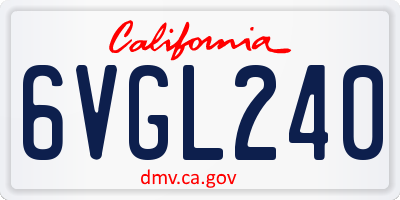 CA license plate 6VGL240