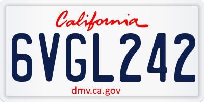 CA license plate 6VGL242