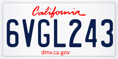 CA license plate 6VGL243