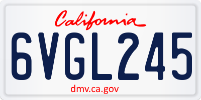 CA license plate 6VGL245