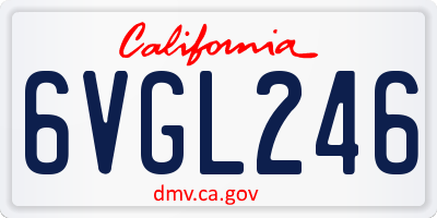 CA license plate 6VGL246