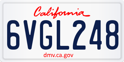 CA license plate 6VGL248