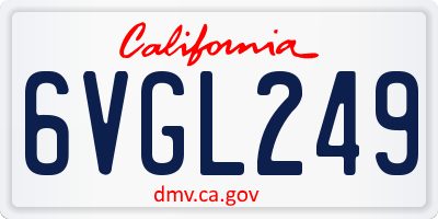 CA license plate 6VGL249