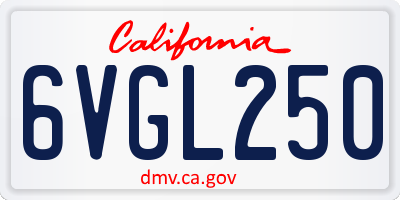 CA license plate 6VGL250
