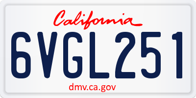 CA license plate 6VGL251