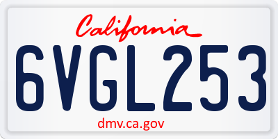 CA license plate 6VGL253