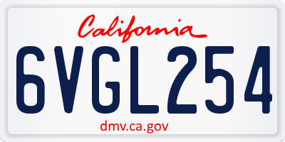 CA license plate 6VGL254
