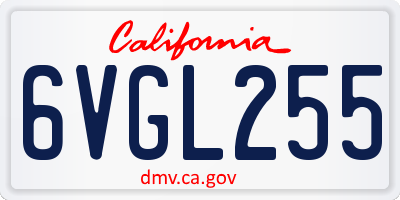 CA license plate 6VGL255
