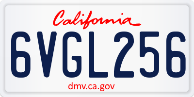 CA license plate 6VGL256