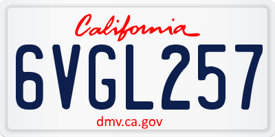 CA license plate 6VGL257