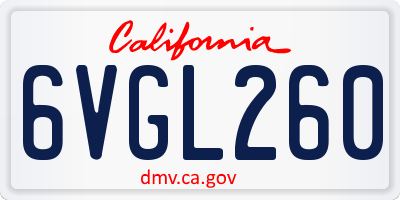 CA license plate 6VGL260