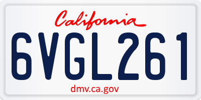 CA license plate 6VGL261