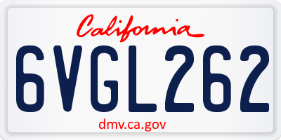 CA license plate 6VGL262