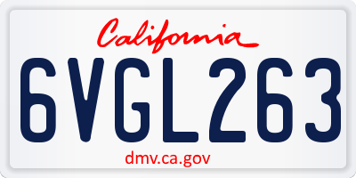 CA license plate 6VGL263
