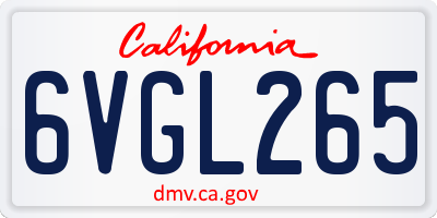 CA license plate 6VGL265