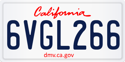 CA license plate 6VGL266