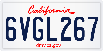 CA license plate 6VGL267