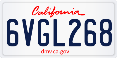 CA license plate 6VGL268
