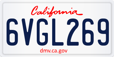 CA license plate 6VGL269