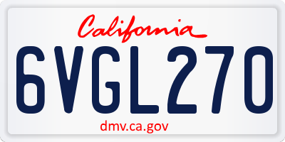 CA license plate 6VGL270