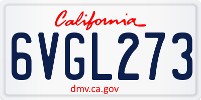 CA license plate 6VGL273
