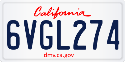 CA license plate 6VGL274