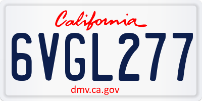 CA license plate 6VGL277
