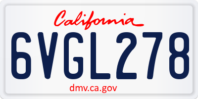 CA license plate 6VGL278